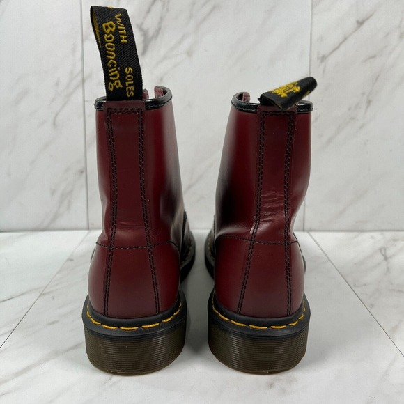 Doc Dr Martens 1460 Womens Size 8 Oxblood Burgundy Leather Combat Ankle Boots - Picture 2 of 14